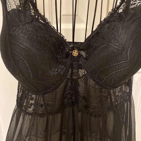 daisy fuentes 1X short black nightie - Picture 2 of 6